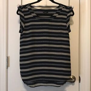 Ann Taylor Factory striped sleeveless wide neck blouse (XSP)